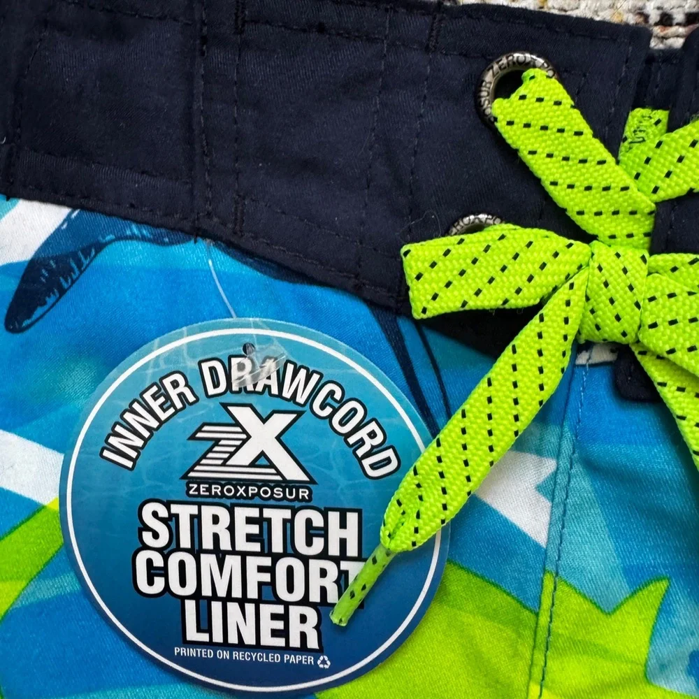 NWT Kids Shark Swim Trunks & Goggles Boys Sz 4 - 5 UV protect Zeroposur NEW - Picture 14 of 14